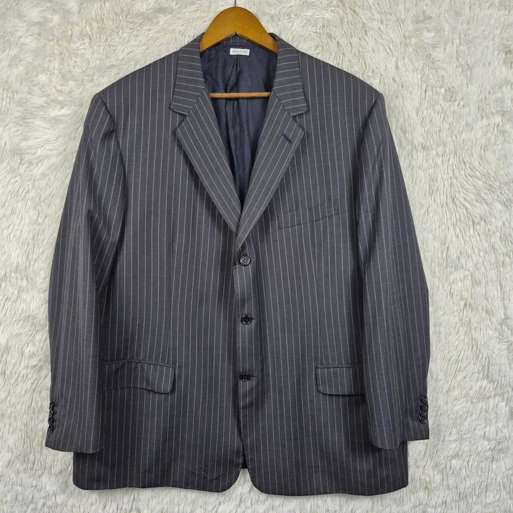 Brioni Millennio Pinstripe Wool Blazer Mens 50R Charcoal Grey Barneys Italy